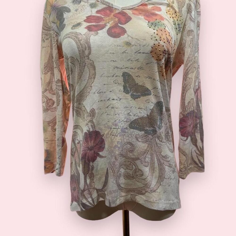Unity World Wear Butterfly Floral Rhinestone Top Y2K Fairycore